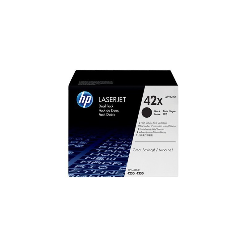 HP 42X Noir (Q5942XD) - Pack de 2 toners HP d'origine