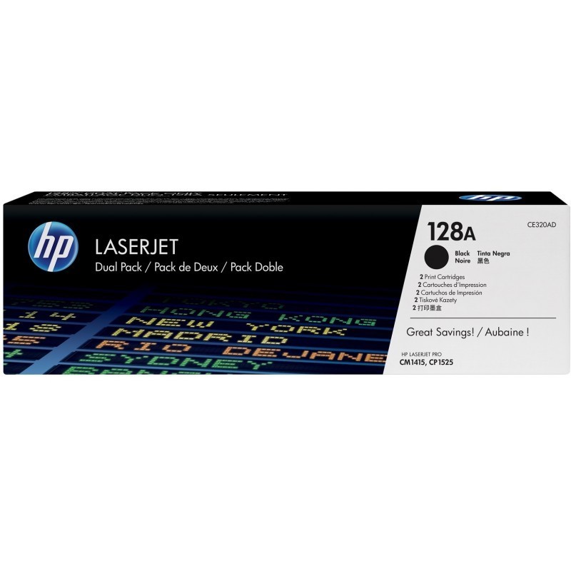 HP 128A Noir (CE320AD) - Pack de 2 toners HP LaserJet d'origine