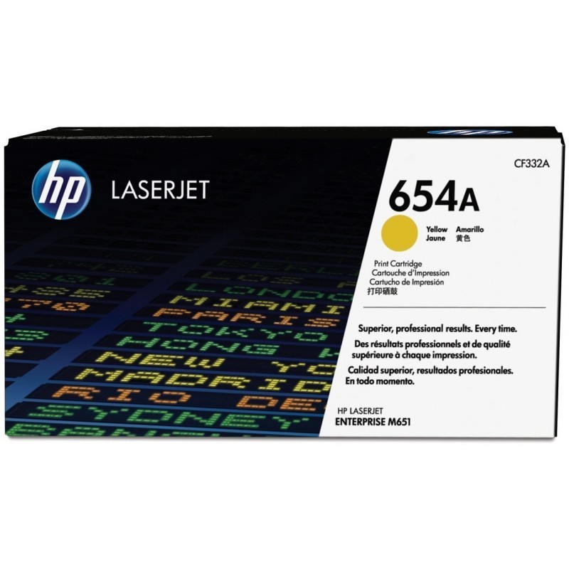 HP 654A Jaune (CF332A) - Toner HP LaserJet d'origine