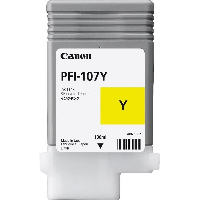 Canon PFI-107Y Jaune 130 ml - Bouteille d'encre Canon d'origine (6708B001AA)