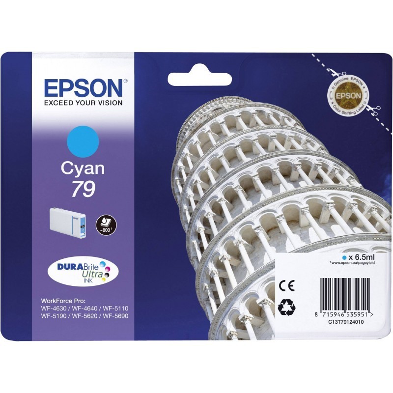 Epson 79 Cyan - Cartouche d'encre Epson "TOUR DE PISE" d'origine (C13T79124010)