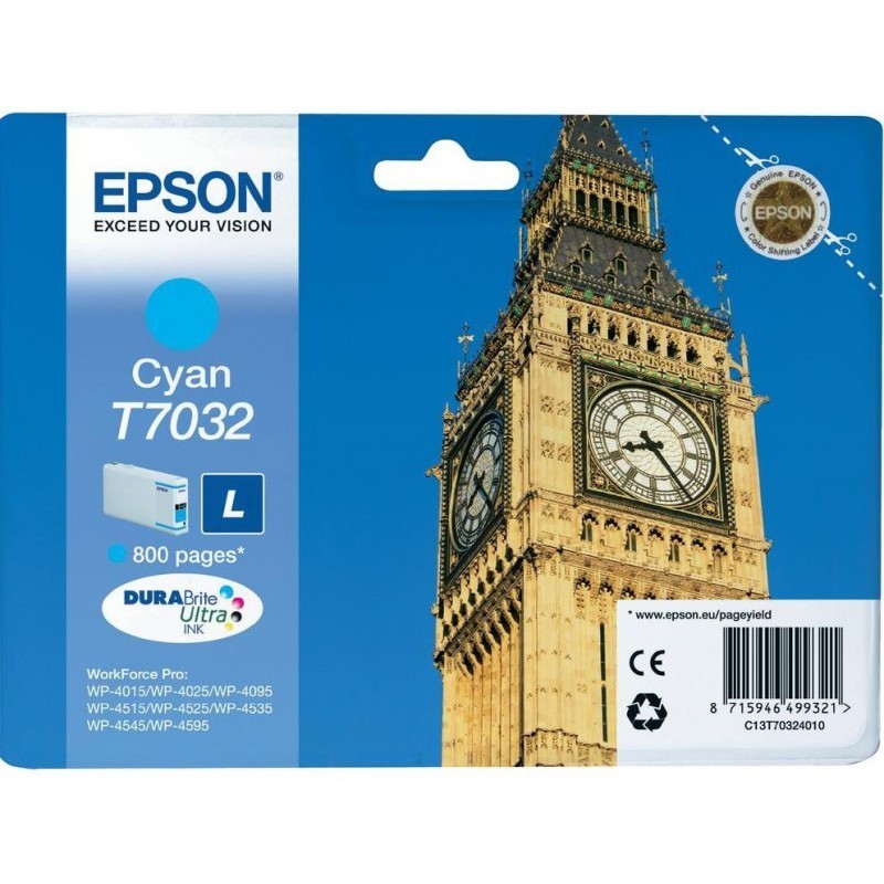 Epson T7032 Cyan - Cartouche d'encre Epson "BIG BEN" d'origine (C13T70324010)