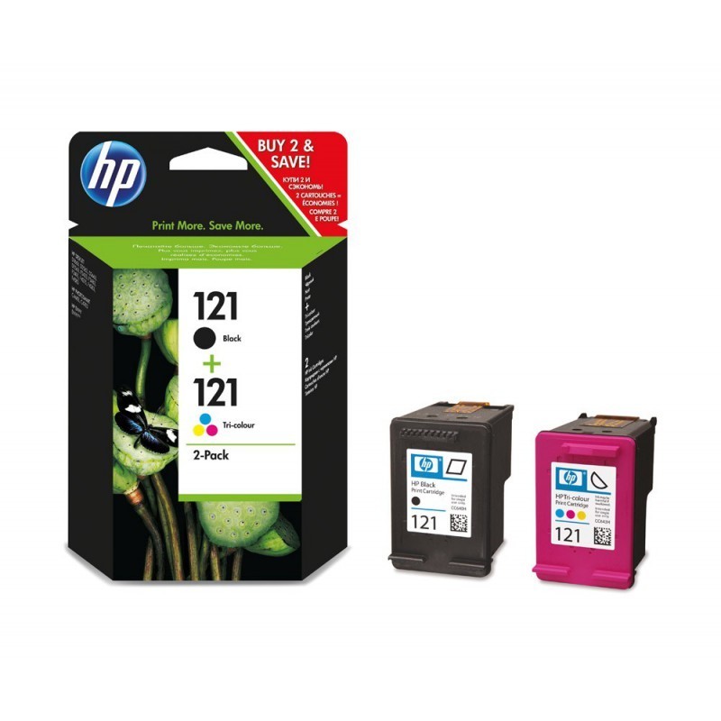 HP 121 Noir + trois couleurs - Cartouche d'encre HP d'origine (CN637HE)