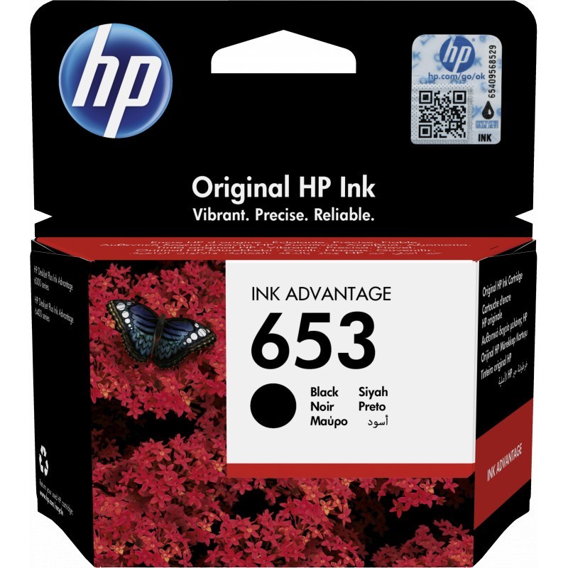 HP 653 noir - Cartouche d'encre HP d'origine Ink Advantage (3YM75AE)