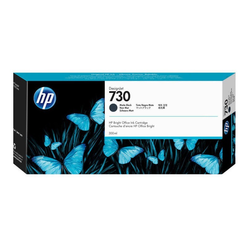 HP 730 Noir Mat - Cartouche d'encre HP d'origine (P2V71A)