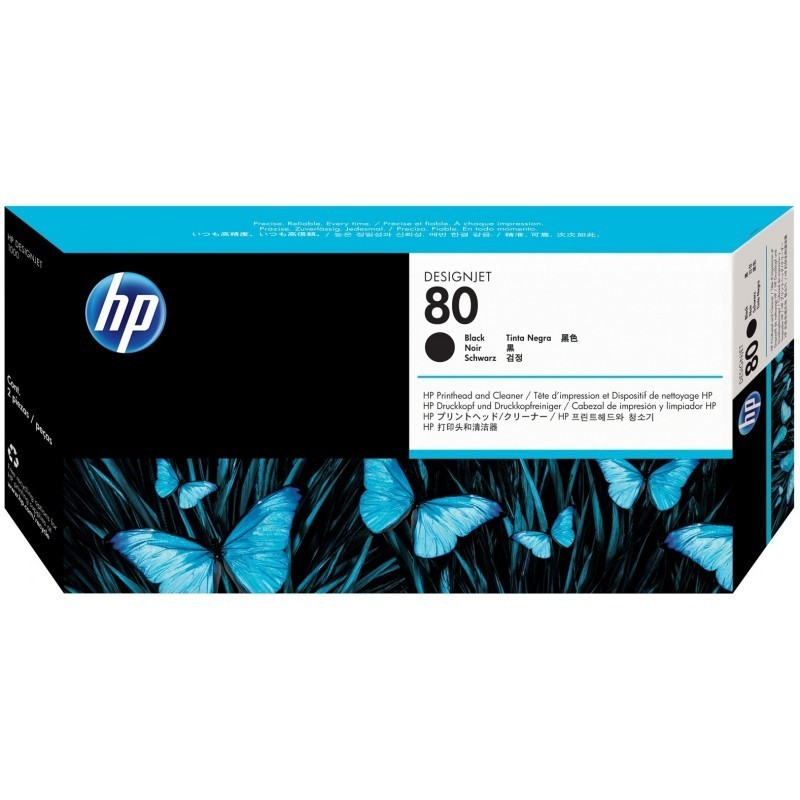 Tête d'impression et dispositif de nettoyage de tête d'impression noire HP 80 (C4820A)